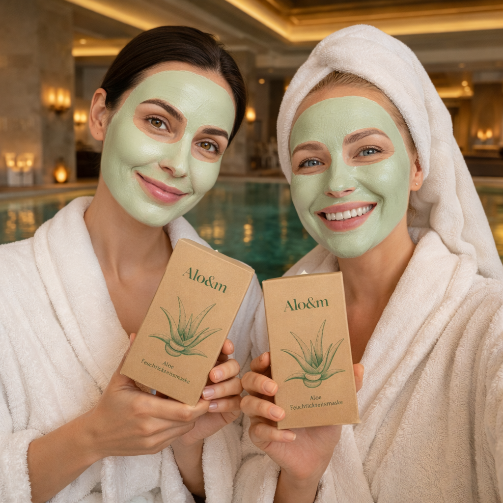 Zwei Frauen mit MyF. Gesichtsmaske halten Verpackung